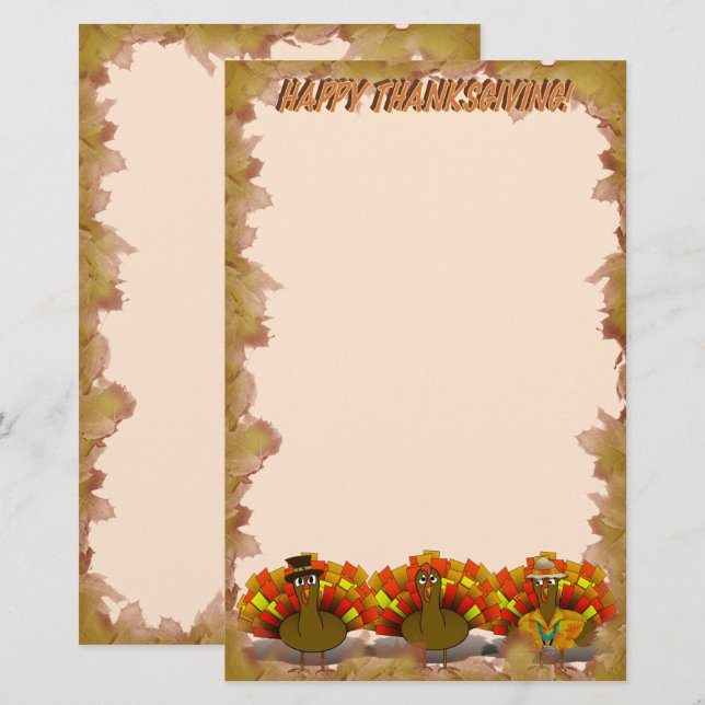 Thanksgiving Turkey Trio Stationery (Front/Back)