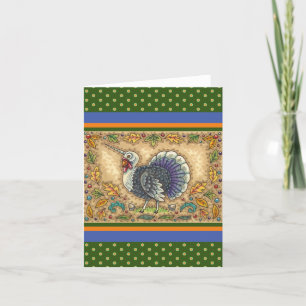 THANKSGIVING TURKEY UNICORN, WHIMSICAL FANTASY CARD