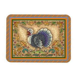 THANKSGIVING TURKEY UNICORN, WHIMSICAL FANTASY MAGNET