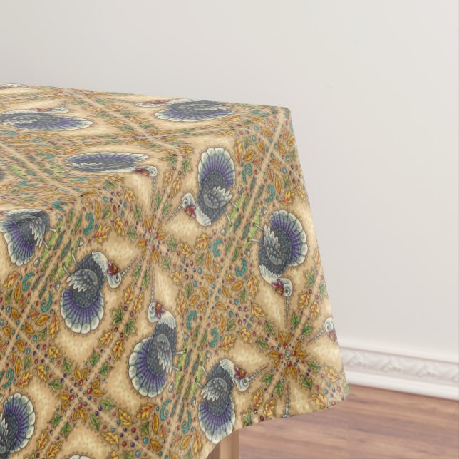 THANKSGIVING TURKEY UNICORN, WHIMSICAL FANTASY TABLECLOTH (In Situ)
