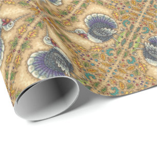 THANKSGIVING TURKEY UNICORN, WHIMSICAL FANTASY  WRAPPING PAPER