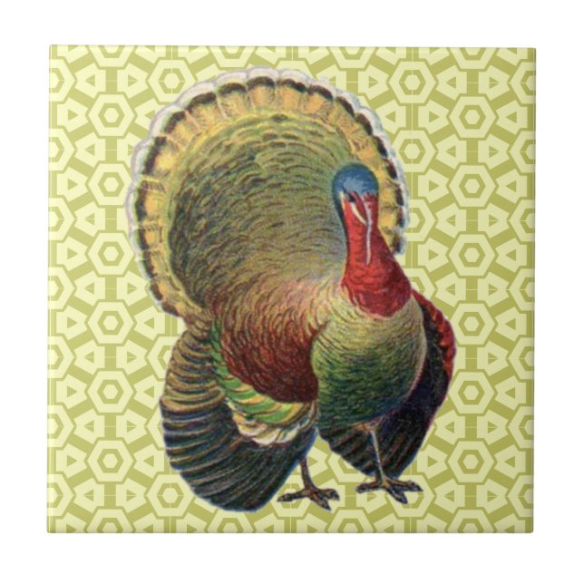 Thanksgiving Turkey Vintage Ceramic Tile (Front)