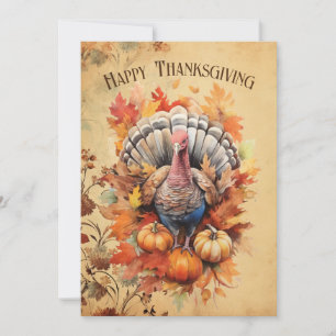 Thanksgiving Turkey Watercolor Holiday Card