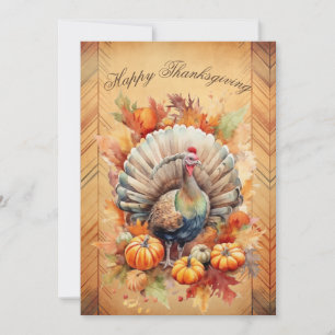 Thanksgiving Turkey Watercolor Holiday Card