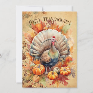 Thanksgiving Turkey Watercolor Holiday Card