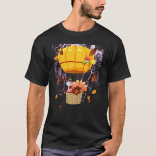 Thanksgiving Turkey Wearing Mask And Hot Air Ballo T-Shirt