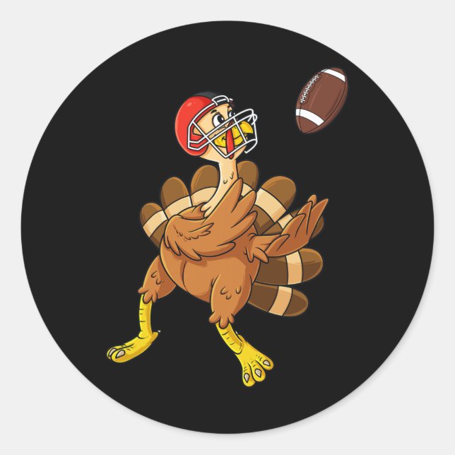 Thanksgiving Turkey Wide Receiver Football Boys Ki Classic Round Sticker (Front)