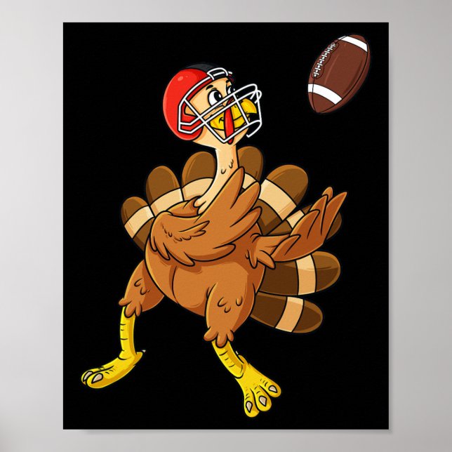 Thanksgiving Turkey Wide Receiver Football Boys Ki Poster (Front)