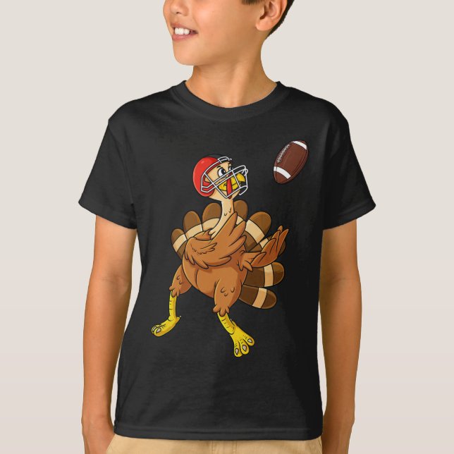 Thanksgiving Turkey Wide Receiver Football Boys Ki T-Shirt (Front)