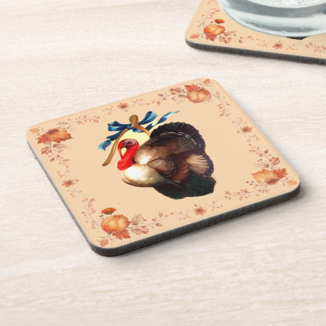 Thanksgiving Turkey Wishes Coaster (Left Side)