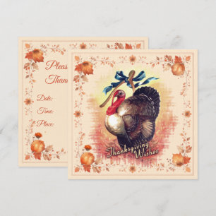 Thanksgiving Turkey Wishes Invitation