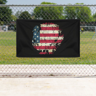 Thanksgiving Turkey With American Flag Banner