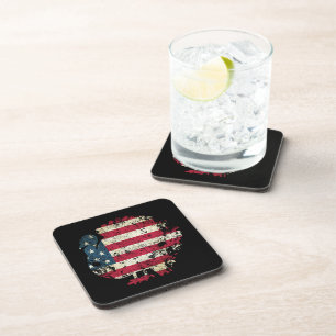 Thanksgiving Turkey With American Flag Coaster