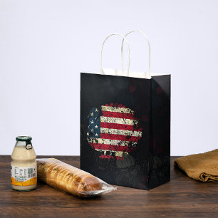 Thanksgiving Turkey With American Flag Medium Gift Bag