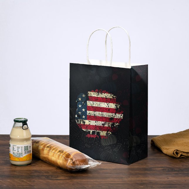 Thanksgiving Turkey With American Flag Medium Gift Bag (Creator Uploaded)