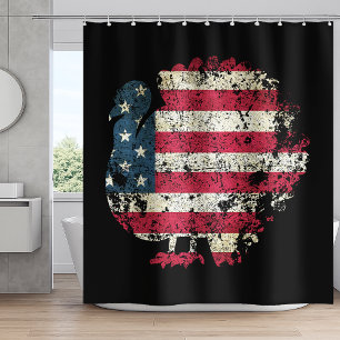 Thanksgiving Turkey With American Flag Shower Curtain