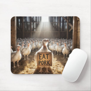 Thanksgiving Turkey With "Eat Pork" Sign Mouse Mat