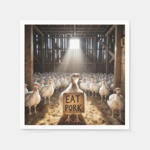 Thanksgiving Turkey With "Eat Pork" Sign Napkin