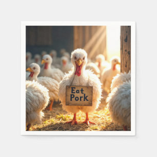 Thanksgiving Turkey With "Eat Pork" Sign Napkin