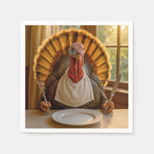 Thanksgiving Turkey With Knife and Fork Napkin
