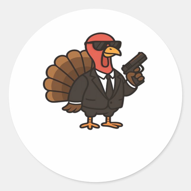 Thanksgiving Turkey with Pumpkin Pie Essential T-S Classic Round Sticker (Front)