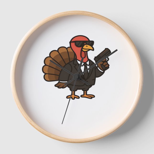 Thanksgiving Turkey with Pumpkin Pie Essential T-S Clock (Front)