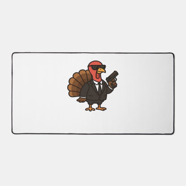 Thanksgiving Turkey with Pumpkin Pie Essential T-S Desk Mat (Front)