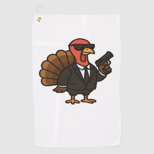 Thanksgiving Turkey with Pumpkin Pie Essential T-S Golf Towel