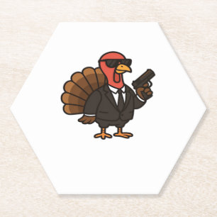 Thanksgiving Turkey with Pumpkin Pie Essential T-S Paper Coaster