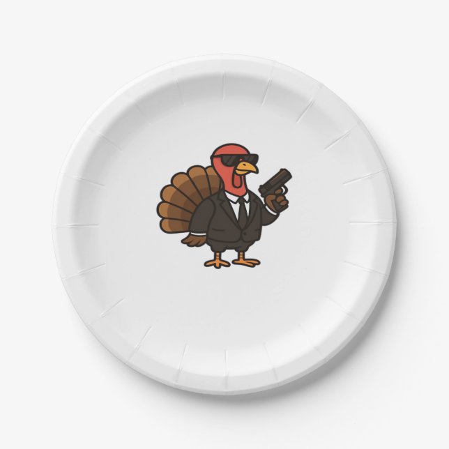 Thanksgiving Turkey with Pumpkin Pie Essential T-S Paper Plate (Front)