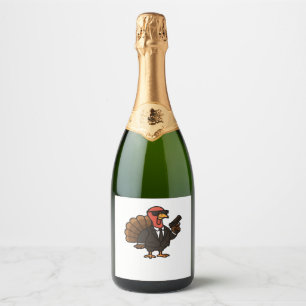 Thanksgiving Turkey with Pumpkin Pie Essential T-S Sparkling Wine Label