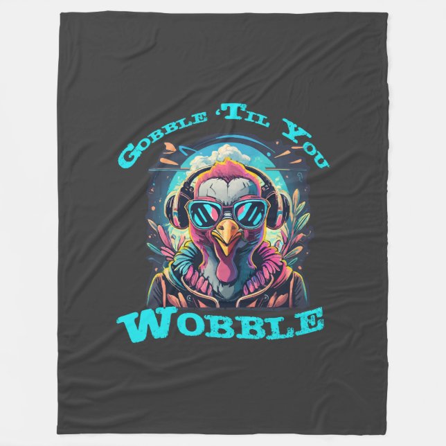 Thanksgiving Turkey Wobble Fleece Blanket (Front)