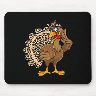 Thanksgiving Turkey Women Girl Leopard Print Autum Mouse Mat