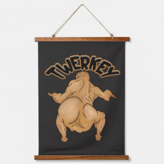 Thanksgiving Twerkey Wood Topped Wall Tapestry