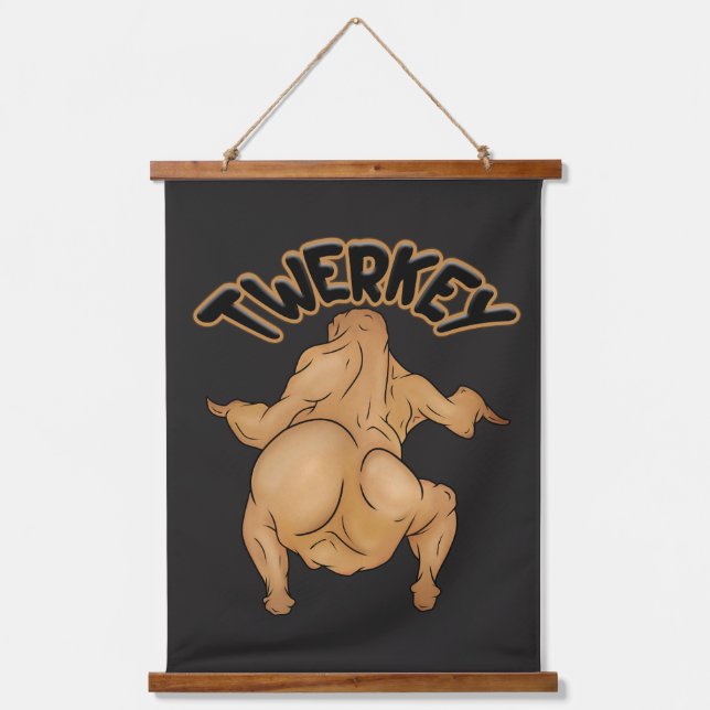 Thanksgiving Twerkey Wood Topped Wall Tapestry (Front)