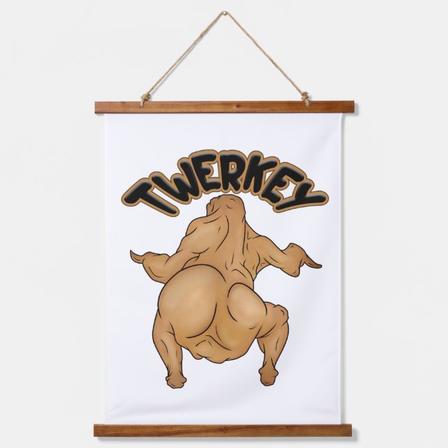 Thanksgiving Twerkey Wood Topped Wall Tapestry (Front)