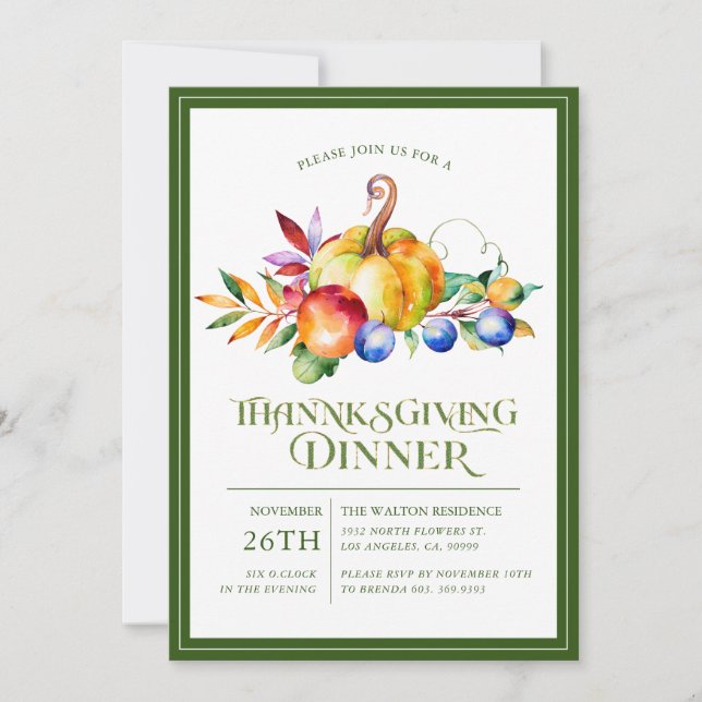 Thanksgiving Typography Fall Harvest Bouquet Holiday Card (Front)