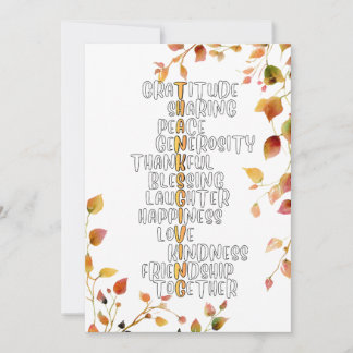 Thanksgiving Typography of Gratitude and Joy Holiday Card