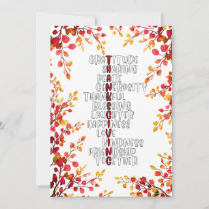 Thanksgiving Typography of Gratitude and Joy Holiday Card