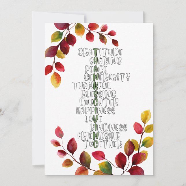 Thanksgiving Typography of Gratitude and Joy  Holiday Card (Front)
