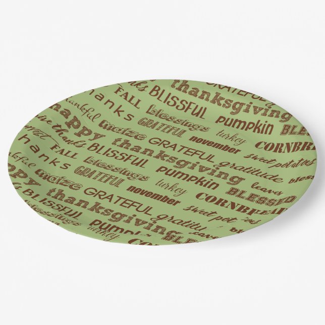 Thanksgiving Typography Paper Plate (Angled)