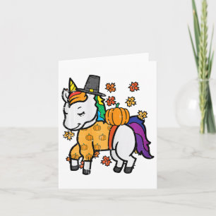 Thanksgiving Unicorn Cute Fall Girls Kids Toddler  Card