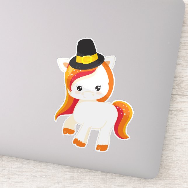 Thanksgiving Unicorn, Cute Unicorn, Pilgrim Hat (Detail)