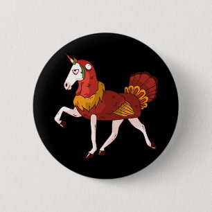 Thanksgiving Unicorn Funny Turkey Magic Pony Gift 6 Cm Round Badge