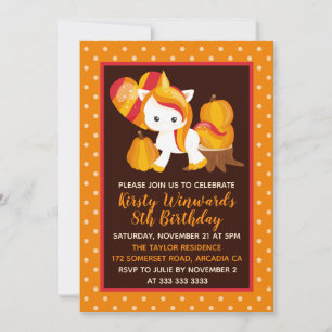 Thanksgiving Unicorn Pumpkin Birthday Invitation