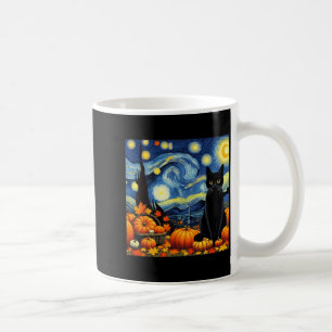 Thanksgiving Van Gogh Starry Night Black Cat Pumpk Coffee Mug