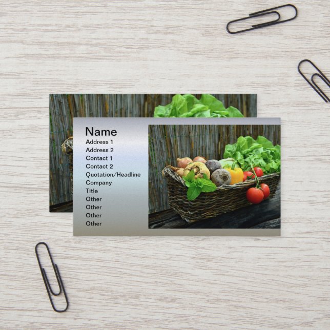 Thanksgiving Vegetable Harvest in a Basket Business Card (Front/Back In Situ)