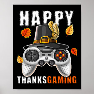 Thanksgiving Video Game Controller Pilgrim Costume Poster