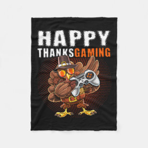 Thanksgiving Video Game Dabbing Turkey Pilgrim Boy Fleece Blanket