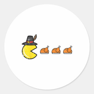 Thanksgiving Video Game Eating Turkey Gamer Men Wo Classic Round Sticker